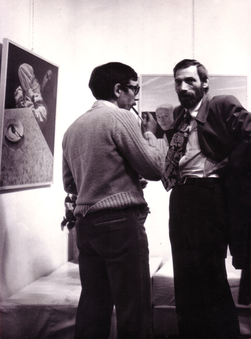 Luigi Volpi (a sinistra) e Giovanni Bellinzoni, Lodi, Galleria “Il Gelso”, 1973