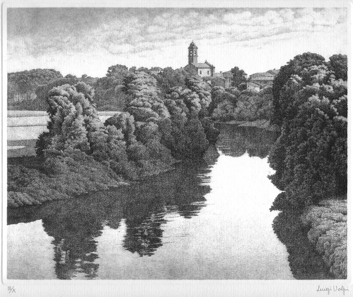Fiume al tramonto - 20x25 cm - 1991 - acquaforte
