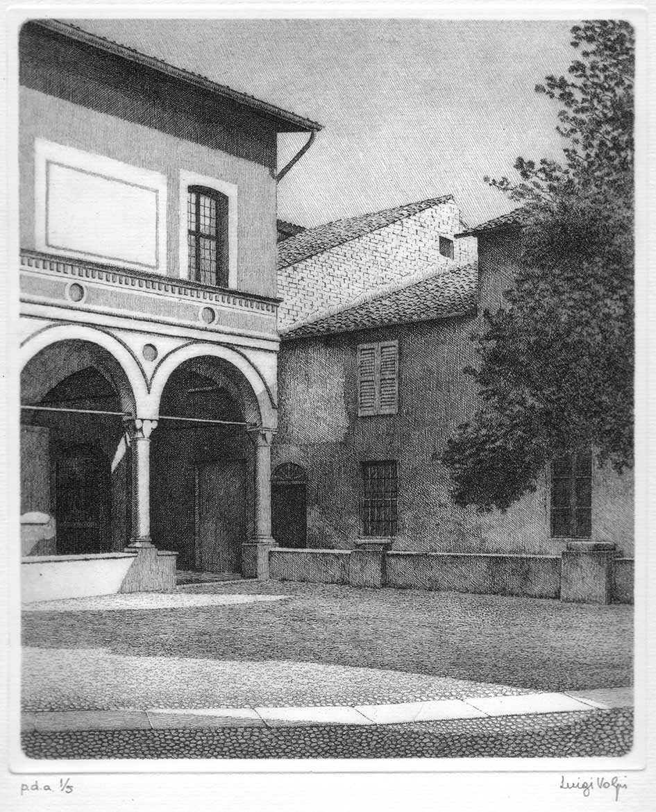 Cortiletto dei Canonici (Lodi) - 24x20 cm - 1996/2001 - acquaforte