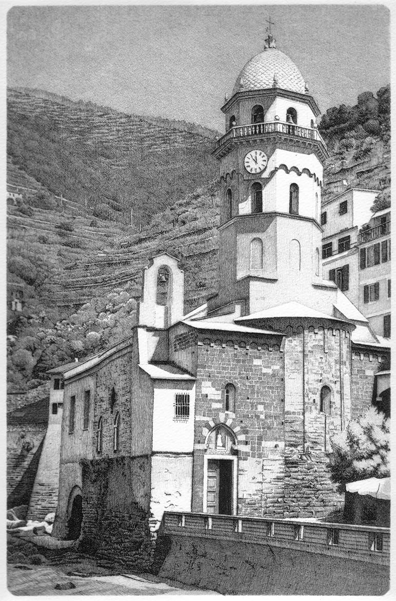 S. Margherita d'Antiochia (Vernazza-La Spezia) - 30x20 cm - 1998 - acquaforte