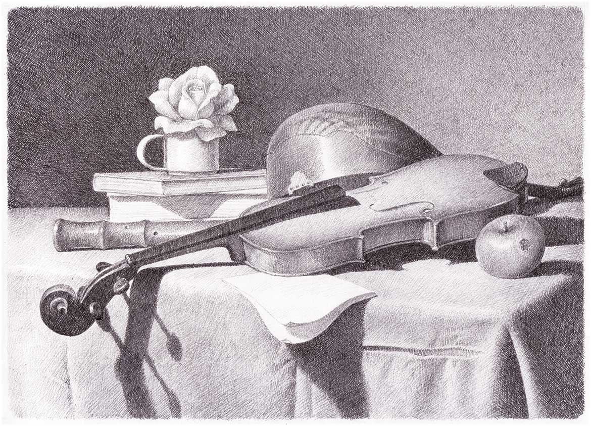 Alla maniera di Baschenis - 20x28 cm - 1994 - matita su carta