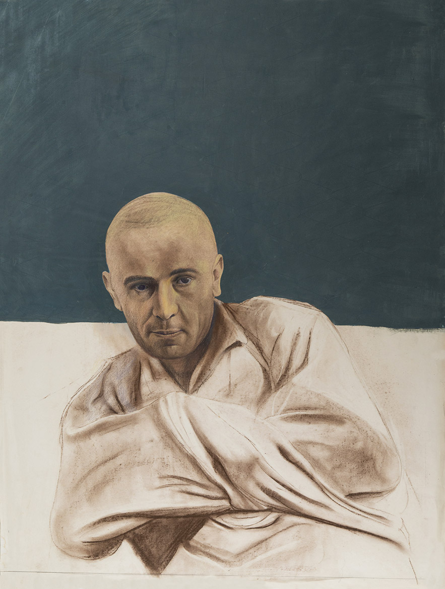 Con la camicia di forza - 92x72 cm - 1973 - tecnica mista su carta