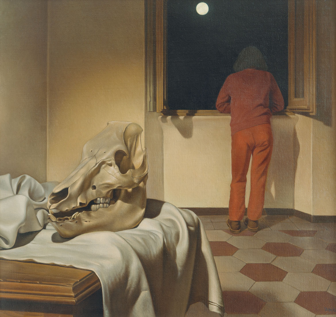 Luna e teschio - 43x46 cm - 1984 - olio su tela