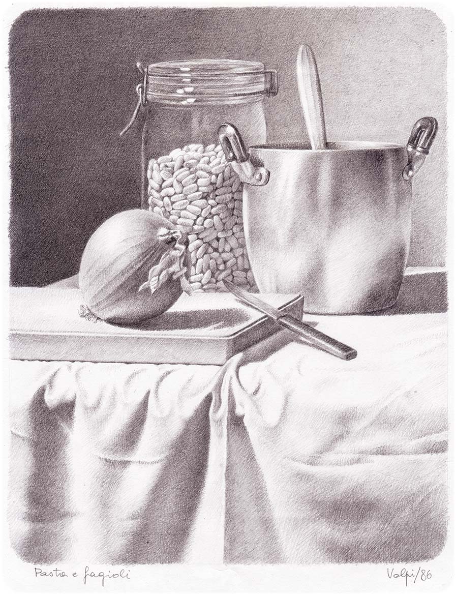 Pasta e fagioli - 24x19 cm - 1986 - matita su carta