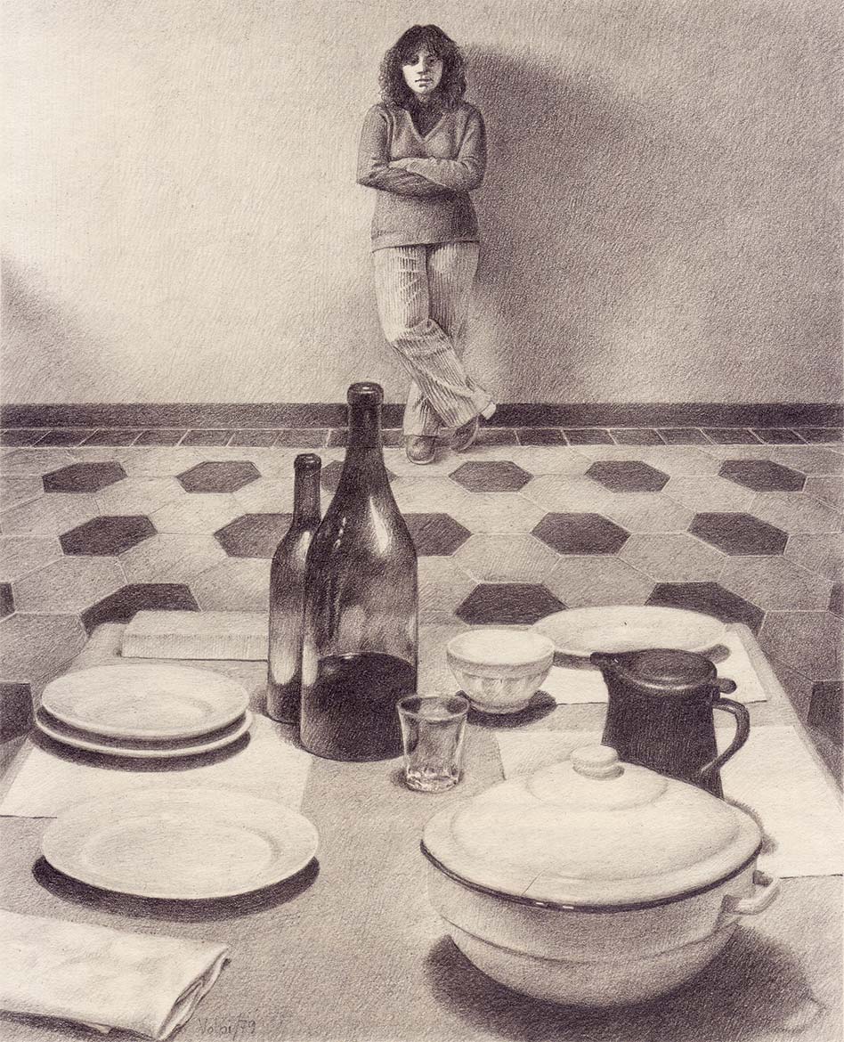 Stoviglie con figura - 24x20 cm - 1979 - matita su carta