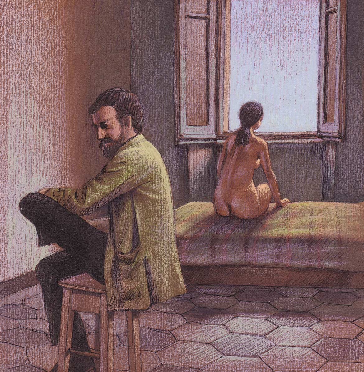 Studio per "Thomas"- 18x16 cm - 1982 - pastello su carta